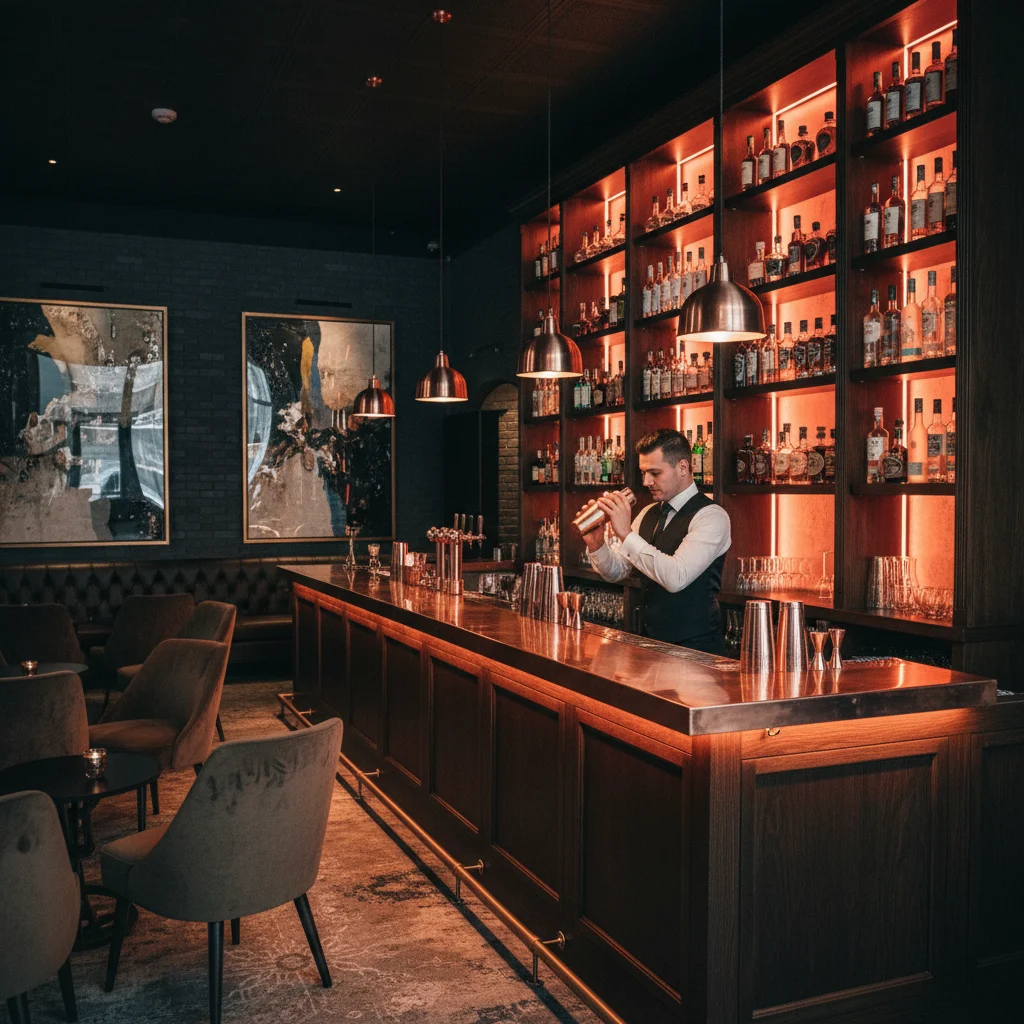 Elegancki bar klubowy z trunkami i przekąskami
